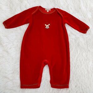 Kissy Kissy Reindeer Velour Christmas Romper Size 6-9m